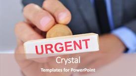  Presentation with desk - Slide deck consisting of stamp with the word urgent background and a coral colored foreground