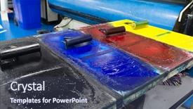  Presentation with black yellow - PPT theme having stamping manufacture - cyan magenta yellow black background and a tawny brown colored foreground