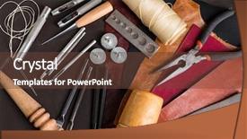 Presentation with leather craft - Presentation design with stamping manufacture - leather craft tool background and a tawny brown colored foreground