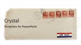  Presentation with stamps - PPT theme with stamps and air mail label background and a soft green colored foreground