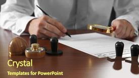  Presentation with stamps - PPT theme enhanced with stamps and ink pad background and a tawny brown colored foreground