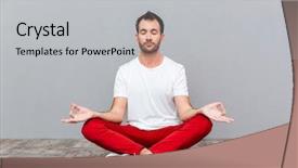  Presentation with lotus - Amazing theme having stance - man in casual cloth sitting backdrop and a light gray colored foreground