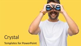  Presentation with handsome - Audience pleasing slides consisting of stand - young handsome man looking backdrop and a yellow colored foreground