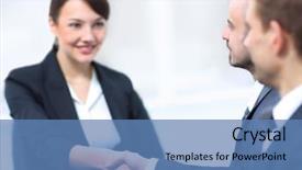  Presentation with shaking hands - Slides featuring stand firm - closeup of business woman shaking background and a teal colored foreground