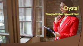  Presentation with alone - PPT theme with stand firm - female employee standing alone near background and a tawny brown colored foreground