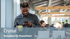  Presentation with gold man smile - PPT layouts having stand firm - image of smiling young african background and a  colored foreground