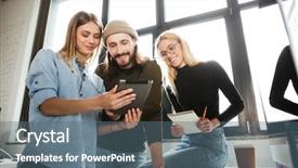  Presentation with marathon hd picture - Audience pleasing PPT layouts consisting of stand firm - picture of young colleagues standing backdrop and a ocean colored foreground