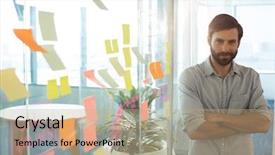  Presentation with confident - Beautiful PPT theme featuring stand firm - portrait of confident businessman backdrop and a  colored foreground