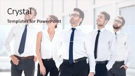  Presentation with successful - Colorful slide set enhanced with stand firm - successful business team looking backdrop and a lemonade colored foreground