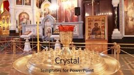  Presentation with stand - Theme having stand for candles near altar background and a coral colored foreground