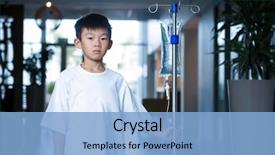  Presentation with intravenous - Slide set consisting of stand in corridor at hospital background and a light blue colored foreground