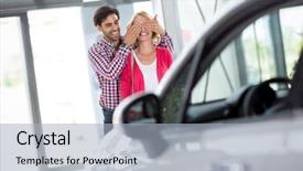  Presentation with wife - Slide set featuring front of new car background and a light blue colored foreground