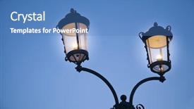  Presentation with street - PPT layouts consisting of stand lamp shade - close up of vintage street background and a teal colored foreground