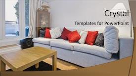  Presentation with access - Colorful PPT theme enhanced with stand lamp shade - contemporary living room with access backdrop and a light gray colored foreground