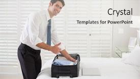  Presentation with leafes side - PPT theme featuring stand lamp shade - side view portrait background and a white colored foreground