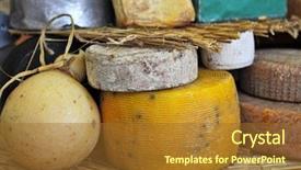  Presentation with food festival - Slide deck consisting of stand on international cheese festival background and a tawny brown colored foreground