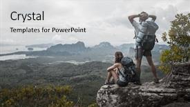  Presentation with rise - PPT layouts with stand rise hand - couple of tourist relaxing background and a white colored foreground