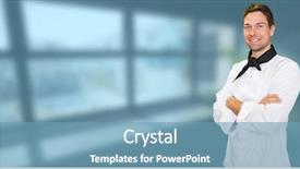  Presentation with composite - Presentation design consisting of stand rise hand - digital composite of portrait background and a teal colored foreground