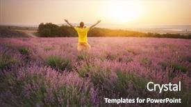  Presentation with rise - Slides enhanced with stand rise hand - man in meadow of lavender background and a tawny brown colored foreground