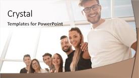  Presentation with creative - PPT layouts having stand solution - creative business team standing background and a white colored foreground