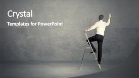  Presentation with man and woman divorce drawing - Cool new slide deck with stand tall - man standing on ladder drawing backdrop and a gray colored foreground