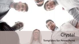  Presentation with group - Beautiful presentation theme featuring stand together forming a circle backdrop and a soft green colored foreground