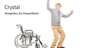  Presentation with multicultural senior citizen - Cool new PPT theme with stand up - overjoyed senior adult standing up backdrop and a white colored foreground