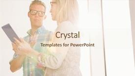  Presentation with design team - PPT theme consisting of stand up meetings - creative design team discussing background and a cream colored foreground