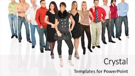  Presentation with people - Presentation theme consisting of stand up meetings - people line background and a white colored foreground