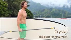  Presentation with hawaii - PPT theme having stand up paddle board beach man doing paddleboard going paddleboarding in hawaii young caucasian male athlete on hawaiian beach on summer holidays vacation travel background and a lemonade colored foreground