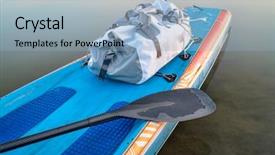  Presentation with stand - PPT layouts enhanced with stand up paddleboard - paddling expedition background and a light blue colored foreground