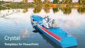  Presentation with expedition - Slide set having stand up paddleboard - paddling expedition background and a ocean colored foreground