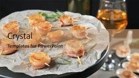  Presentation with produce stand - Cool new PPT theme with stand with bacon wrapped scallops backdrop and a  colored foreground