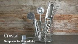  Presentation with kitchen utensils - Theme enhanced with stand-with-kitchen-utensils background and a dark gray colored foreground