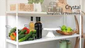  Presentation with pantry - Colorful PPT theme enhanced with stand with kitchenware and food backdrop and a soft green colored foreground