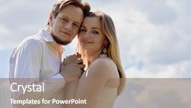  Presentation with man joined woman - Slide deck consisting of stand with their heads press background and a coral colored foreground