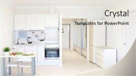  Presentation with apartment - Audience pleasing slide set consisting of standard - kitchen interior in bright apartment backdrop and a white colored foreground