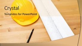  Presentation with industry safety - Theme enhanced with standard layout - safety equipment for construction industry background and a yellow colored foreground