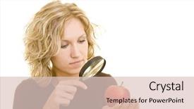  Presentation with blonde holding magnifying glass - Presentation having standardized tests - blonde woman holding a magnifying background and a lemonade colored foreground