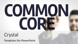  Presentation with tests - Colorful slides enhanced with standardized tests - business man pointing to transparent backdrop and a white colored foreground