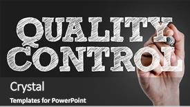  Presentation with quality control - PPT theme having standardized tests - hand writing the text quality background and a dark gray colored foreground