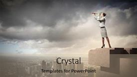  Presentation with telescope - PPT theme enhanced with standing a top of building background and a  colored foreground