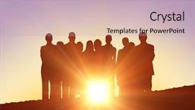  Presentation with sun bathers - Cool new slides with standing against a sun set backdrop and a  colored foreground