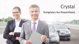  Presentation with life insurance contant - Theme featuring standing against businesswoman by breakdown background and a white colored foreground