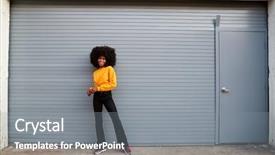  Presentation with camera security - Slide deck consisting of standing against grey security shutter background and a gray colored foreground