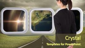  Presentation with highway - Slide deck having standing against highway under cloud background and a  colored foreground