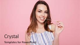  Presentation with chewing gum - Theme having standing and chewing bubble gum background and a lemonade colored foreground