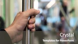  Presentation with cargo insurance man and passenger - PPT theme consisting of standing and grabbing a vertical background and a gray colored foreground