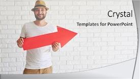  Presentation with red brick wall - Slides featuring standing and holding big red background and a white colored foreground