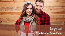  Presentation with college education happy smiling - PPT layouts featuring standing and holding gift box background and a tawny brown colored foreground